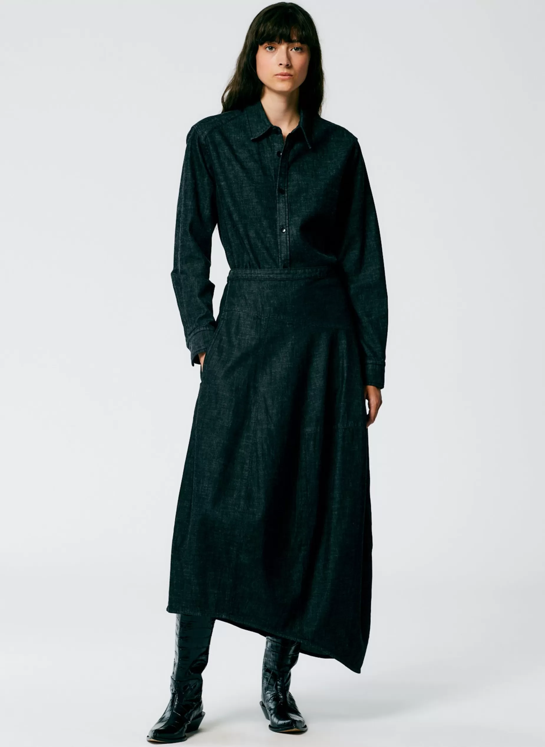 Tibi Skirts | Fundamentals - WOFs-Light Weight Stone Washed Denim Asymmetrical Balloon Skirt - Regular