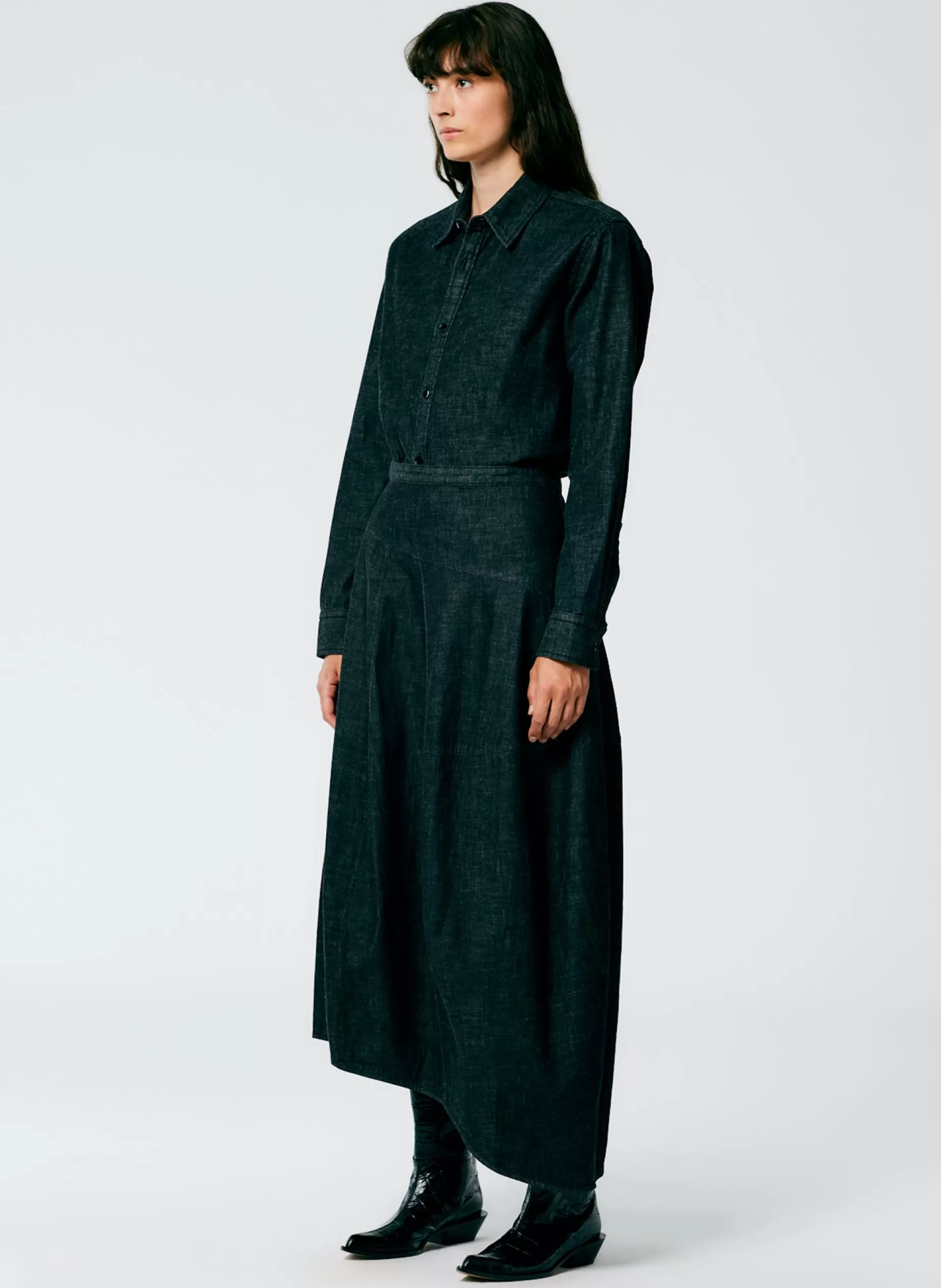 Tibi Skirts | Fundamentals - WOFs-Light Weight Stone Washed Denim Asymmetrical Balloon Skirt - Regular