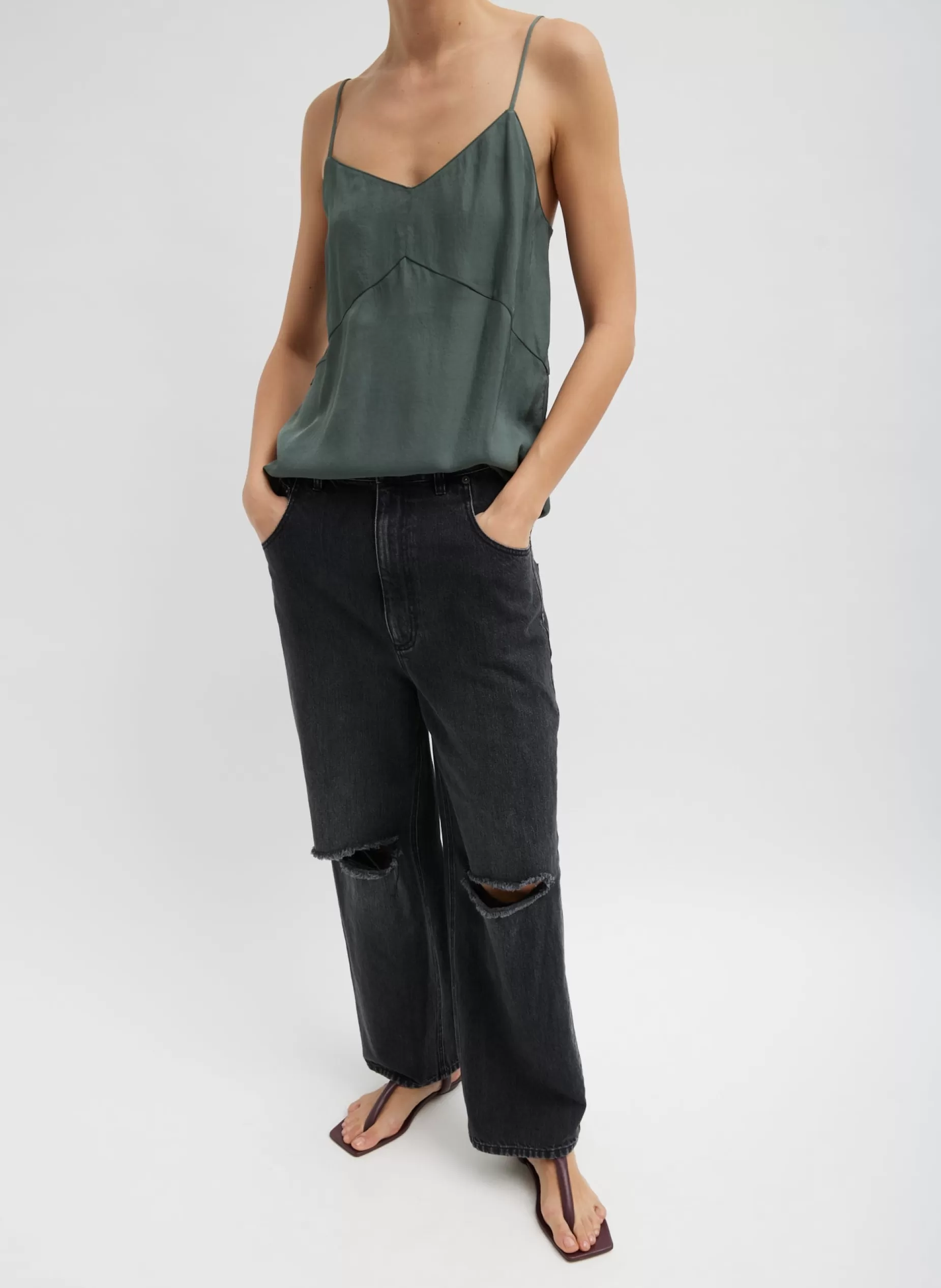 Tibi Denim | Pants & Shorts-Vintage Wash Black Denim Ryder Jean